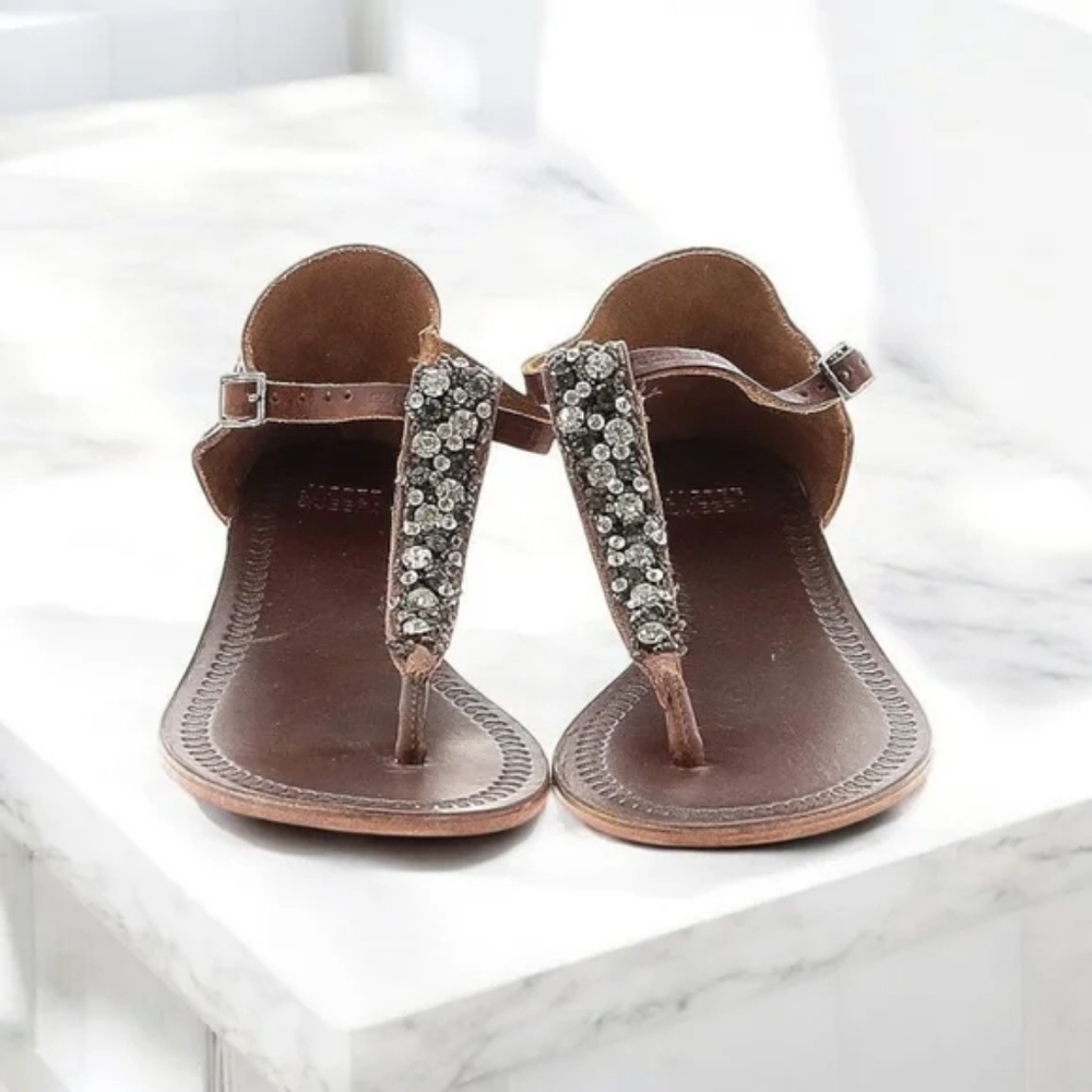 Anthropologie Jasper & Jeera Rhinestone Embellished Thong Sandals - EU 37 - NWOT - Picture 3 of 4
